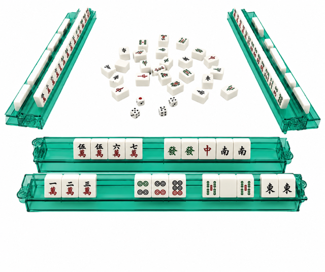 Mahjong Rack and Pusher Set-Green