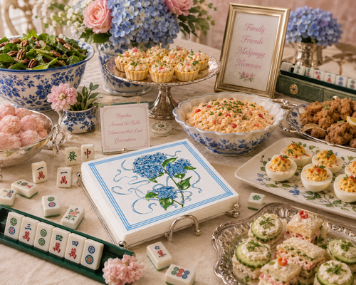 Hydrangea Print Cocktail Napkins