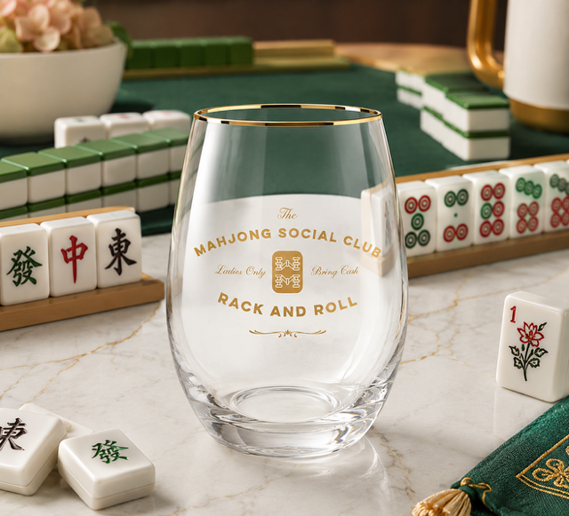 Mahjong Social Club Wine Glass