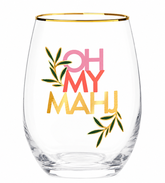 Oh My Mahjong Wine Glass
