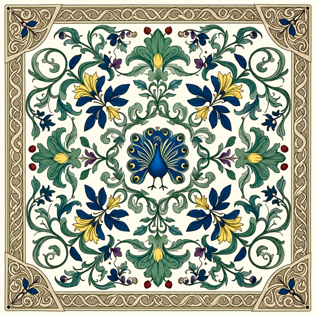 Vintage Peacock Floral Mahjong Mat