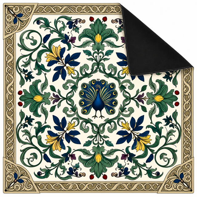 Vintage Peacock Floral Mahjong Mat
