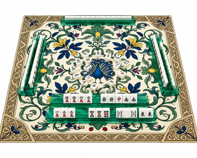 Vintage Peacock Floral Mahjong Mat