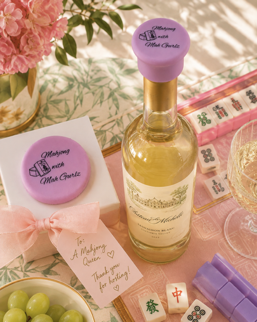 Wine Cap, Mahjong with Mah Gurlz, Pink, Hostess gift