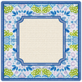 Mahjong Mat, blue, lavender and green abstract flora print