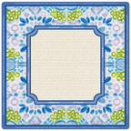 Mahjong Mat, blue, lavender and green abstract flora print